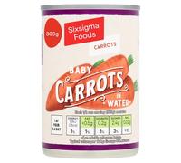 Sixsigma Foods Baby Carrots in Water (12 x 300g) - Perfect for Salads, Cooking & Healthy Meals Tender & Ready to- at Snack or Side - Naturally Sweet Low Calorie & Packed in (Case of 12)