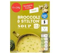 Sixsigma Foods Broccoli & Stilton Cup Soup 5 x 24g - Perfect Anytime Creamy, Savoury & Warming Instant Soup with Veggie Flavour - Quick Easy & Satisfying Meal or Snack (Case of 7)