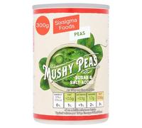 Sixsigma Foods Mushy Peas (12 x 300g) - Perfect with Fish & Chips or Pies Soft, Flavourful & Traditionally Seasoned Peas for Classic British Meals (Case of 12)