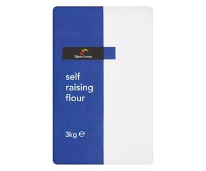 Sixsigma Foods Self Raising Flour 3kg - Perfect for Cakes, Muffins, Pancakes & Pastries, Light & Fluffy Baking Essential - Ideal for Home or Professional Baking (Case of 4)