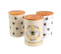SiXsigma Sports 3PC Kitchen Canister Sugar Food Coffee Storage Jars Tea Sugar Set (3) - Tea and Coffee Containers Sets for Kitchen Counter (MT-BEES-TCS)