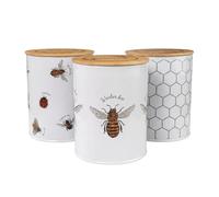 SiXsigma Sports 3PC Kitchen Canister Sugar Food Coffee Storage - Tea and Coffee Containers Sets for Kitchen Counter Jars Tea Sugar Set (3) - Ideal Kitchen Gifts For Women (MT-BEES-TCS)