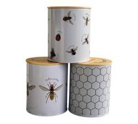 SiXsigma Sports 3PC Kitchen Canister Sugar Food Coffee Storage - Tea and Coffee Containers Sets for Kitchen Counter Jars Tea Sugar Set (3) - Ideal Christmas Gifts For Women (MT-BEES-TCS)