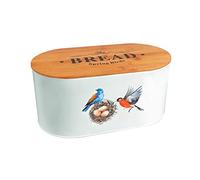 SiXsigma Sports Bread Bin Storage with Bamboo Lid, Bread Box, Bread crock, Tin, Bread Storage Canister for Kitchen Counter, Baked Goods Container, Storage Bread, Rolls, Pastries (MT-B-BB)