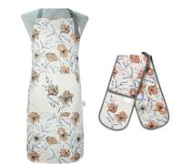 SiXsigma Sports Cooking Chefs Apron With Double Oven Gloves - Quick Dry Kitchen Cotton Aprons For Cooking, Baking & BBQ Grill - Perfect Christmas Gifts For Women & Men (FG)