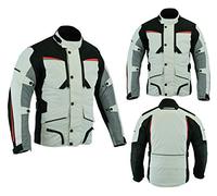 SixSigma Sports Mens Waterproof Jackets CE Armoured Motorcycle Men's Jackets - Quick Dry Motorbike Jacket for Winter or Summer Riding - Textile Codura Fabric Off White/Grey (XXL(44-46)
