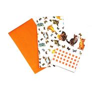 SiXsigma Sports Pack of 3 Tea Towels For Kitchen - Premium Cotton Decorative Kitchen Towel Linen for Cooking, BBQ, Baking & Dish Drying - Ideal For Women & Men (Orange)