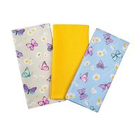 SiXsigma Sports Pack of 3 100% Cotton Tea Towels - Decorative Kitchen Dish Linen for Cooking, BBQ, Baking & Washing Up - Butterfly & Daisy Design Gift Set