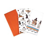 SiXsigma Sports Pack of 3 Tea Towels - 100% Cotton Decorative Kitchen Linen for Cooking, BBQ, Baking & Dish Drying (Romantic Dogs)