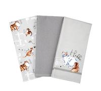 SiXsigma Sports Pack of 3 Tea Towels For Kitchen - Premium Cotton Decorative Kitchen Towel Linen for Cooking, BBQ, Baking & Dish Drying - Ideal For Women & Men (Grey)