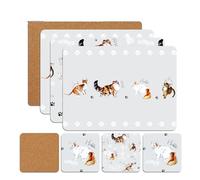 SiXsigma Sports Placemats & Coasters Set Heat Resistant Cork Placemats Table Mats For Dining Kitchen Place Mats Set of 8 - Ideal Table Christmas Decorations 21.5 x 29cm (Cute Cats)