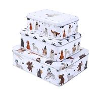 SiXsigma Sports Set of 3 Nesting Cake Storage Tins - Airtight Containers for Cakes, Biscuits & Sweets Large, Medium & Small Sizes - Perfect Mothers Day Gifts For Kitchen (MT-DOG-CTS)