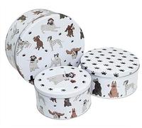 SiXsigma Sports Set of 3 Round Nesting Cake Storage Tins - Airtight Containers for Cakes, Biscuits & Sweets in Large, Medium & Small Sizes - Ideal Mothers Day Gifts & Baking Lovers (MT-DOGS-CTS)