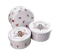 SiXsigma Sports Set of 3 Round Nesting Cake Storage Tins Bakery Boxes Biscuit Food Sweet Empty Box containers lids Kitchen Birthday New Home Christmas (MT-BEE-CTS)