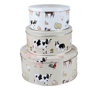 SiXsigma Sports Set of 3 Round Nesting Cake Storage Tins - Airtight Containers for Cakes, Biscuits & Sweets in Large, Medium & Small Sizes - Ideal Mothers Day Gifts & Baking Lovers (MT-HB-CTS)