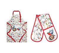 SiXsigma Sports Unisex Chefs Apron & Double Oven Gloves Set Butchers Kitchen Cooks Restaurant Bistro BBQ School College POCKETS 100% Cotton Adult Men’s & Womens Novelty