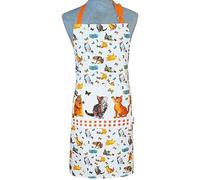 SiXsigma Sports Cooking Chef Aprons for Women Men Aprons for Home and kitchen Butchers BBQ, Bakers, Smoker Grill Aprons Large Pocket Christmas Apron for Men and Women (White Brown Cat1) Aprons