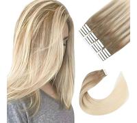 Sixstarhair Balayage Hair Extensions Tape In With Double Sided Tapes and Premium Remy Hair Luxury Tape In Hair Extensions Balayage Ash Brown Fading to Ash Blonde [B8-60 16inch]