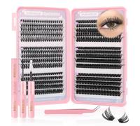 Sixstarhair Cluster Lashes Kit 580Pcs Individual Eyelashes with Bond and Remover D Curl Cluster Lashes Book 8-16mm Wispy Lash Clusters Natural Look DIY Eyelash Extension Kit (30D+40D+50D+60D+80D+100D)