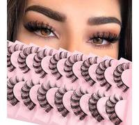Sixstarhair False Eyelashes Russian Strip Lashes Natural Look Fluffy Wispy Cat Eye Fake Eyelashes Faux Mink D Curl Volume Soft Lightweight Reusable Handmade 10 Pairs Pack Look Like Extensions