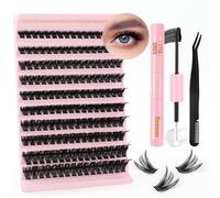 Sixstarhair Individual Eyelashes Kit 100D Diy Eyelashes Extensions at Home Mix 8-16mm Thick Dramatic Lash Clusters with Tweezers and Lash Bond and Remover Cluster Lashes Kit Volume Lash Extensions