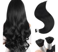 Sixstarhair Itip Human Hair Extensions Keratin Hair Extensions Human Hair 50G/Pack Jet Black Real Human Hair Extensions Black Silky Straight I Tip Human Hair Extensions 50 Strands 22inch