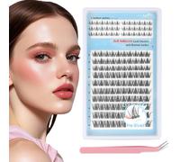 Sixstarhair Pre Glued Cluster Lashes With Bottom Lashes 136 Pcs Self Adhesive Lashes Natural Reusable Individual Eyelashes with Tweezers No Glue Needed Press On Lashes, Easy to apply 10-16mm