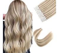 Sixstarhair Remy Tape In Hair Extensions Ash Blonde and Ash Brown Piano Color Remy Human Hair Lowlight Hair Extensions 20 Pieces Pack For White Women [P8-60 20inch]