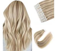 Sixstarhair Tape in Extensions Human Hair Tape in Honey Blonde Highlighted Medium Blonde Remy Human Hair Ombre Blonde Tape in Hair Extensions Silky Straight 50g 20pcs [P16/22 14inch]