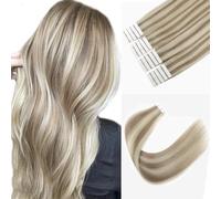 Sixstarhair Tape In Hair Extensions 20 Pieces 100% Remy Human Hair Highlight Hair Extensions Color Swedish Blonde and Ash Blonde Piano Color For Beautiful Girl 50g/20 Pieces Pack [Color 20/60# 16inch]