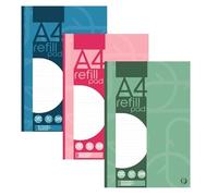 Sixstore 200 Page A4 Refill Pad, Side Bound and Punched 2 Holes. Ruled 8mm Feint with Margin White, 1 Colour Sent at Random