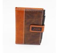 Sixstore 2026 Week to View A7 Mini Pocket Diary Soft Leather Feel 11 x 7cm Size Journal with Pen, Brown