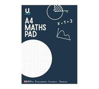 Sixstore A4 Maths Pad Squared Paper 70 Pages 70gsm - Blue or Grey Cover - School Notebook for Maths, Graph Work & Revision