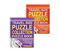 Sixstore A5 Spiral Bound Travel Size 3 in 1 Sudoku, Word Search, Crossword Puzzle Collection Book, 2 Books Supply - Choose Your Set (SET 1)