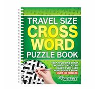 Sixstore A5 Spiral Bound Travel Size Crossword Puzzle Book, Cross Word Brain Teasers, Green