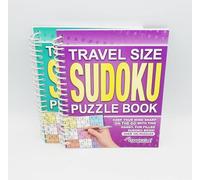Sixstore A5 Spiral Bound Travel Size Sudoku Puzzle Book Set of 2, Purple and Turquoise