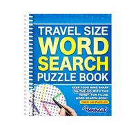 Sixstore A5 Spiral Bound Travel Size Word Search Puzzle Book, Brain Teasers Wordsearch, Blue