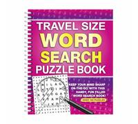 Sixstore A5 Spiral Bound Travel Size Word Search Puzzle Book, Brain Teasers Wordsearch, Hot Pink