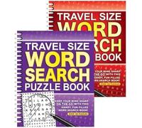 Sixstore A5 Spiral Bound Travel Size Word Search Puzzle Books, Orange and Purple - Set of 2 - Choose Your Set (SET 4)