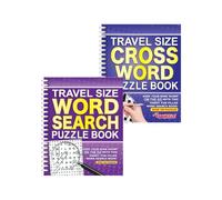 Sixstore A5 Spiral Bound Travel Size Word Search Puzzle Books Purple and Purple Crossword Book - Set of 2
