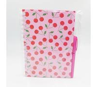 Sixstore A5 Spiral Notebook & Pen Set Cherry Design, Note Book A5 Lined Wirebound