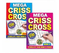 Sixstore A5 Travel Size Word Search Puzzle Books - Set of 2, Brain Teasers Wordsearch Challenge Criss Cross Crisscross Puzzles, Over 200 Puzzles per Book