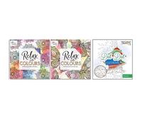 Sixstore Adult Colouring Books, Set of 3 Books, 180 Designs - Dot to Dot Travel Book, Colouring Book Animal and Pattern Illustrations - Mindfulness and Relaxing Drawing Pad - Series 3