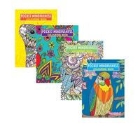 Sixstore Colour Set of 4 Colouring Books Therapy Relaxing Anti Stress Adult Size A6 (10.5 X 14.8 cm), Colouring Poket Travel Color Book, Assorted Pattern Designs, Relax Mind