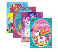 Sixstore Relaxing Antistress Kids, Adult Girls Colouring Books, Activity Book, Size A4, Set of 4 Coloring Books, Magic Painting Book in Assorted Art Pattern Designs, 4 Books Supplied