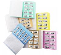 Sixstore Set of 6 Cloakroom and Raffle Tickets Books 1-1000 Tombola Draw Numbered Charity Events Prize, Lucky Number Draws, Coloured Tickets with Perforated Tear Lines