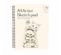 Sixstore Sketch Pad, A4 Sketch Book 100 g/m² Thick Paper, 80 Pages / 40 Sheets Spiral Bound Sketchbook 1 Pack, Kittens