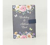 Sixstore Telephone Address & Birthday Book A-Z Index Beautiful Fabric Vintage Style Cover A5 Size Soft Padded Cover Address & Birthday Book with Magnetic Lock, Vintage Florals