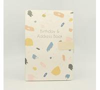 Sixstore Telephone Address & Birthday Book A-Z Index Beautiful Fabric Vintage Style Cover A5 Size Soft Padded Cover Address & Birthday Book with Magnetic Lock, Terrazzo