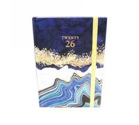 Sixstore Week to View 2026 A5 Diary Marble Colour A5 2026 WTV Year Planner Desk Hardback Casebound with Elastic Strap, Ribbon Marker